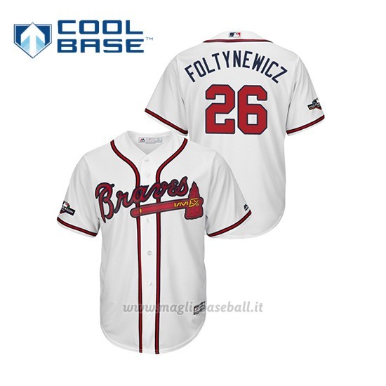 Maglia Baseball Uomo Atlanta Braves 26 Mike Foltynewicz 2019 Postseason Cool Base Bianco